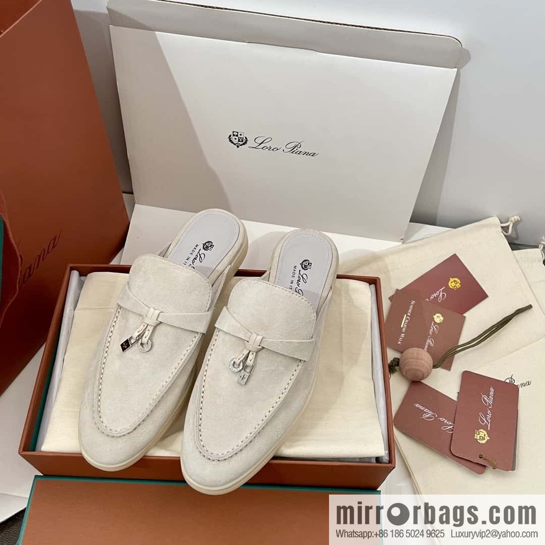 𝐋𝐨𝐫𝐨 𝐏𝐢𝐚𝐧𝐚|| Muller half-shoes, pearl gray