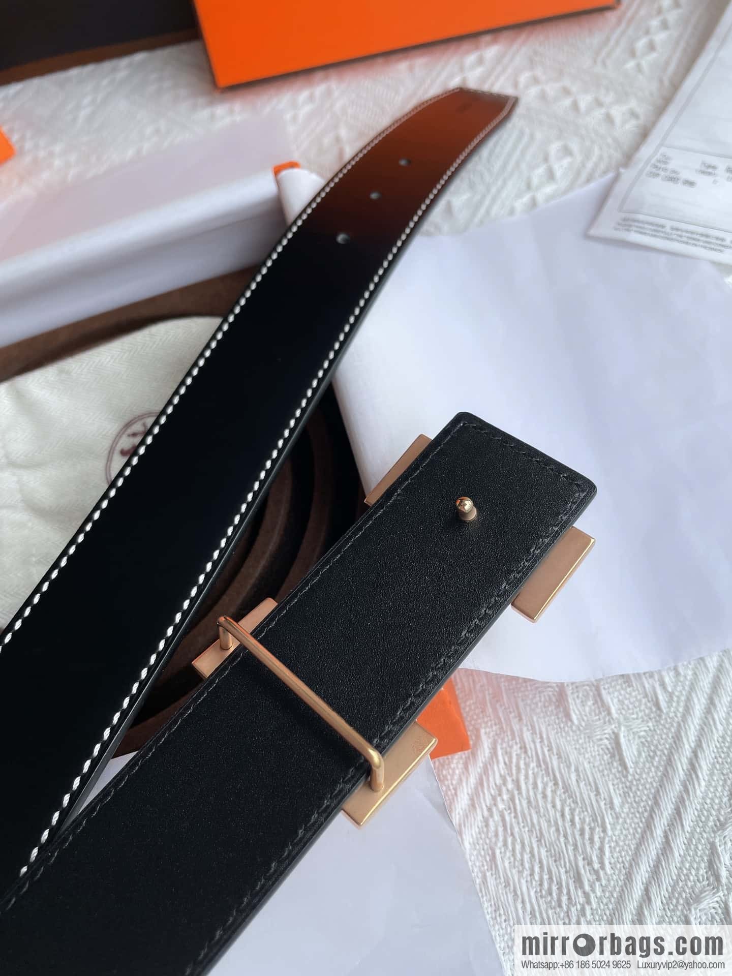 Hermès, stainless steel h inlaid with diamond metal buckle men's 3.8cm first-layer cowhide belt