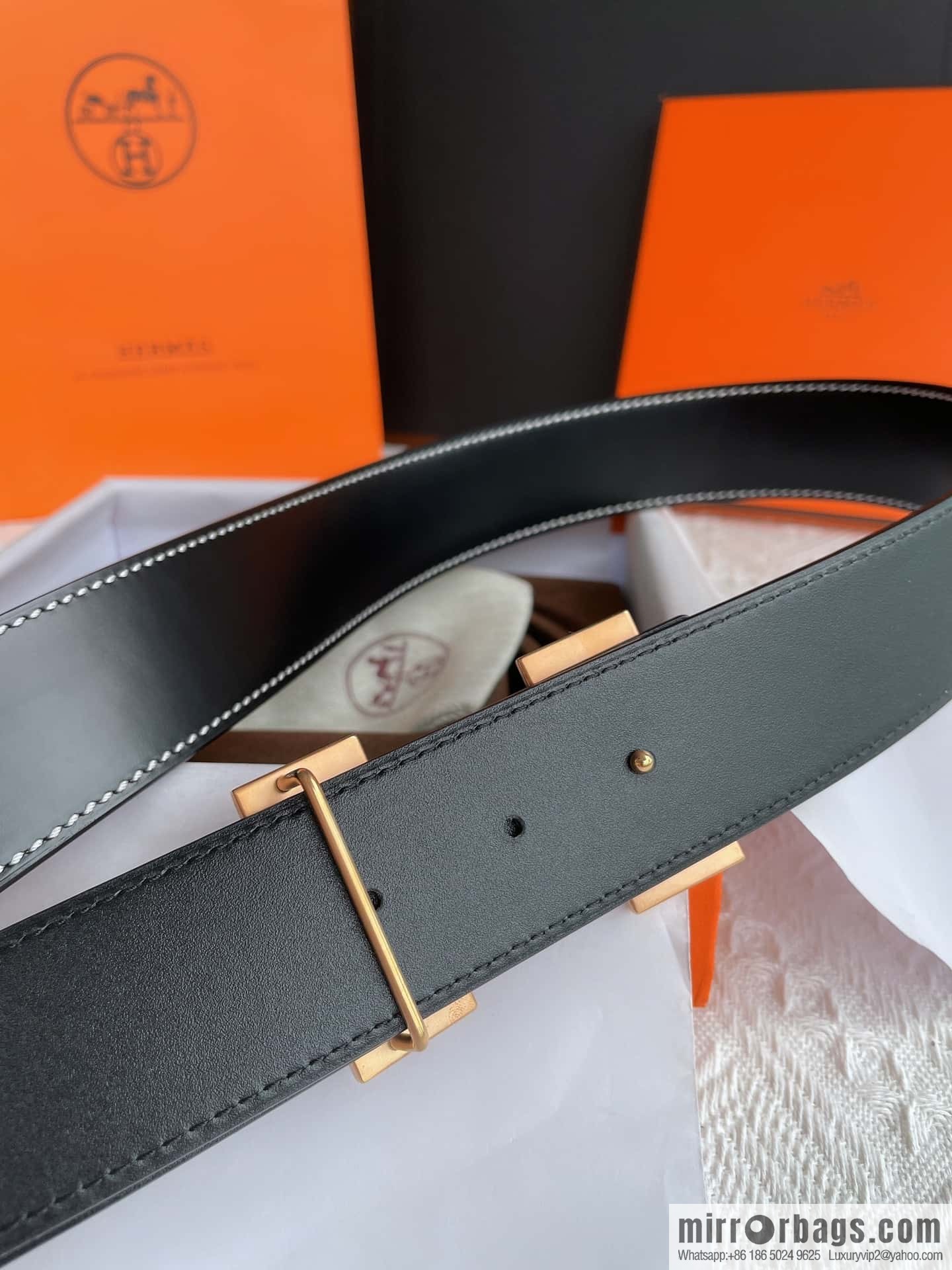 Hermès, stainless steel h inlaid with diamond metal buckle men's 3.8cm first-layer cowhide belt