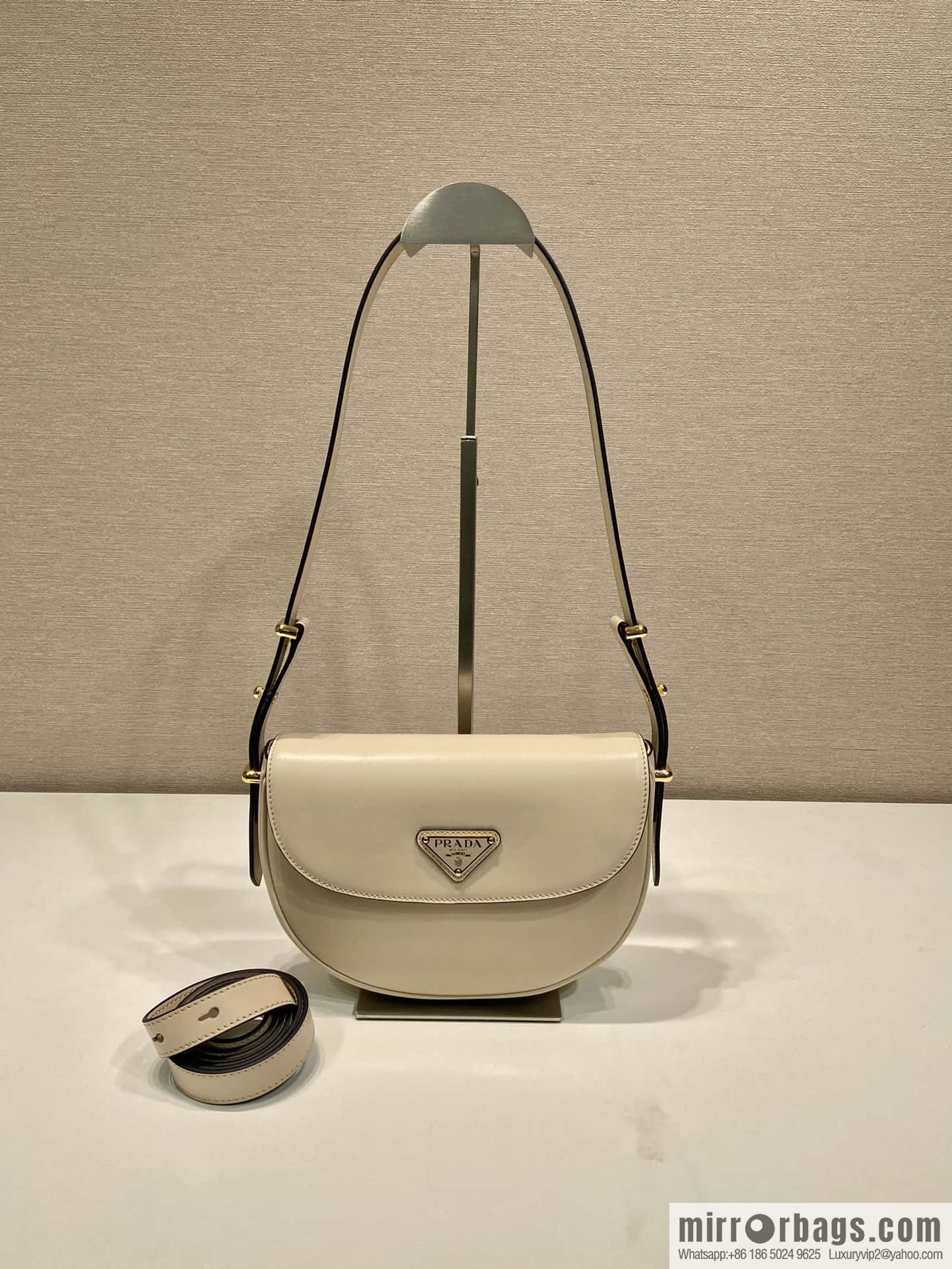 PRADA 🎉 new 🎉 1BD365 double shoulder strap 👏👏 light gray