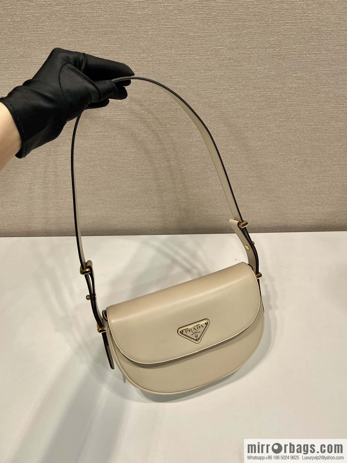 PRADA 🎉 new 🎉 1BD365 double shoulder strap 👏👏 light gray