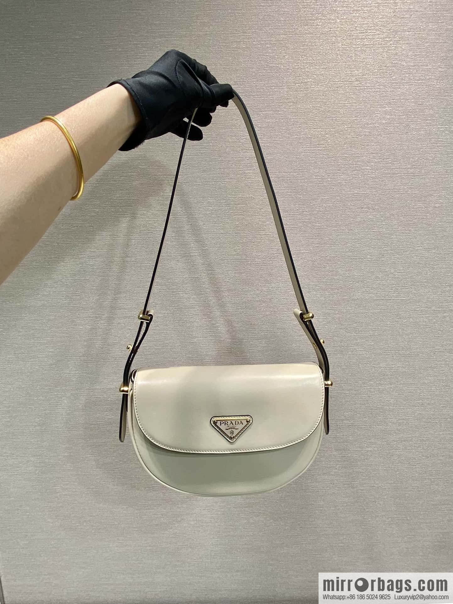 PRADA 🎉 new 🎉 1BD365 double shoulder strap 👏👏 light gray