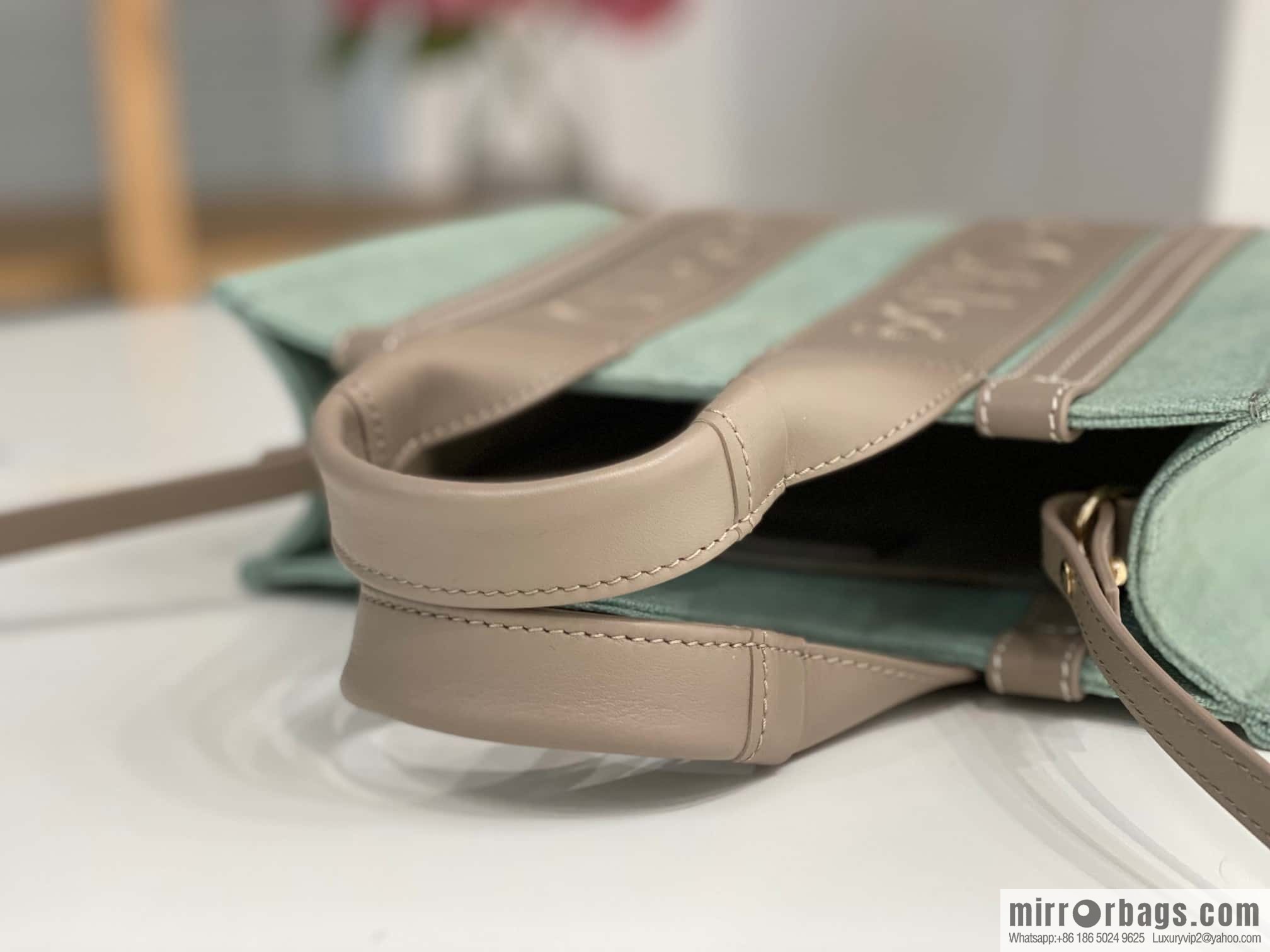 Chloe Woody Linen with Pitot Bag, Avocado Green with Grey Small 26CM