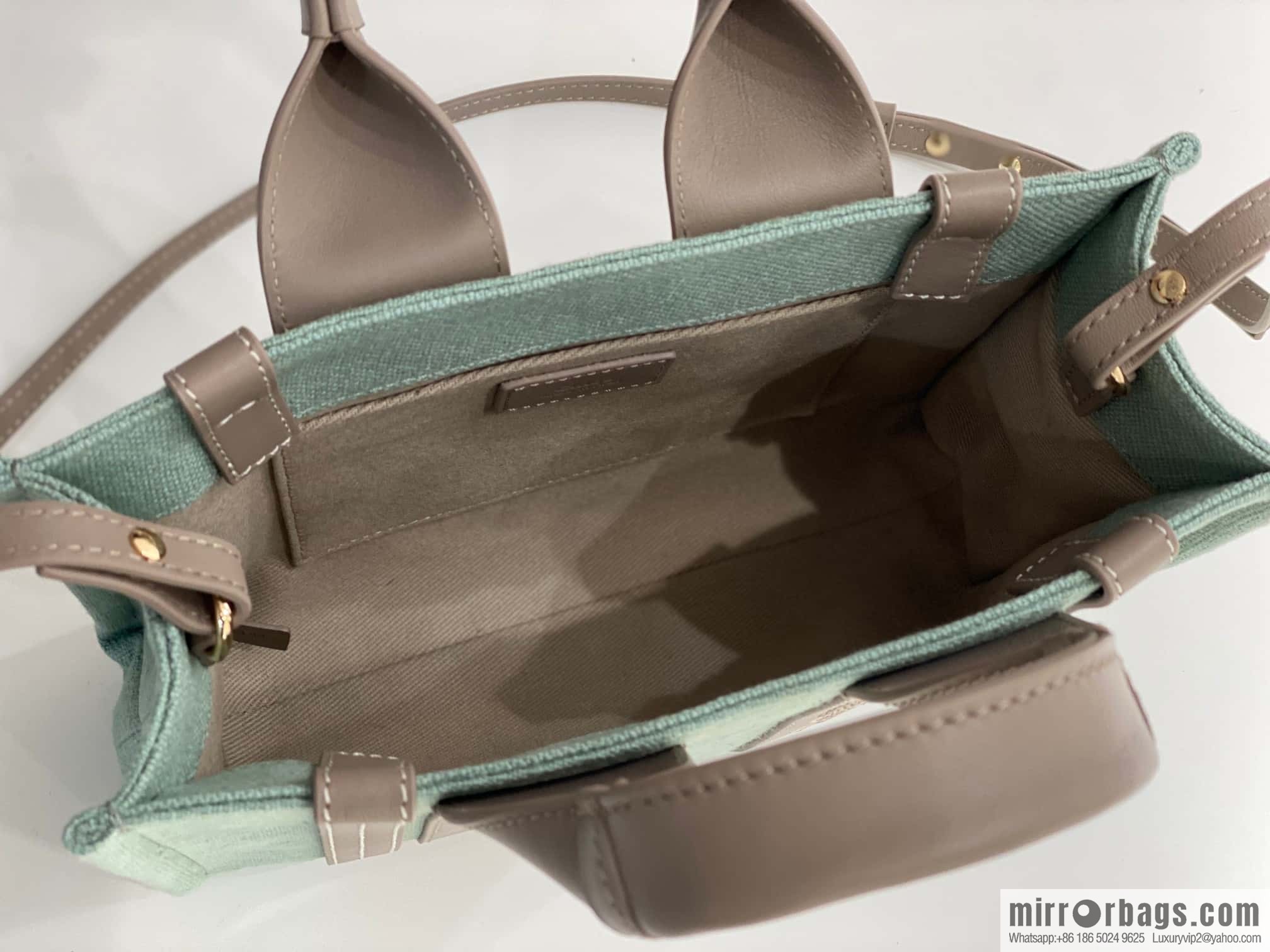 Chloe Woody Linen with Pitot Bag, Avocado Green with Grey Small 26CM