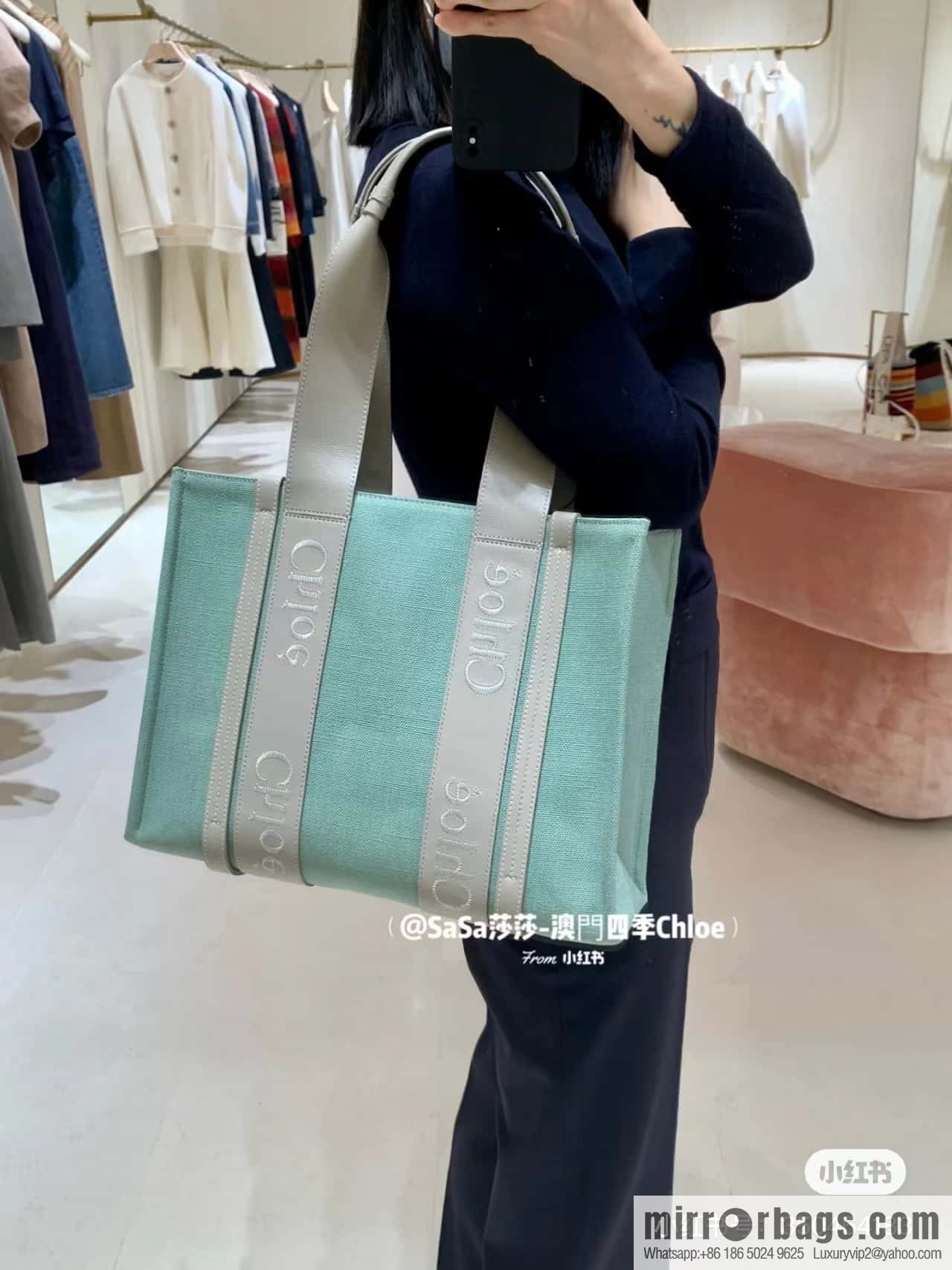 Chloe Woody Linen with Pitot Bag, Avocado Green with Grey Medium 37CM