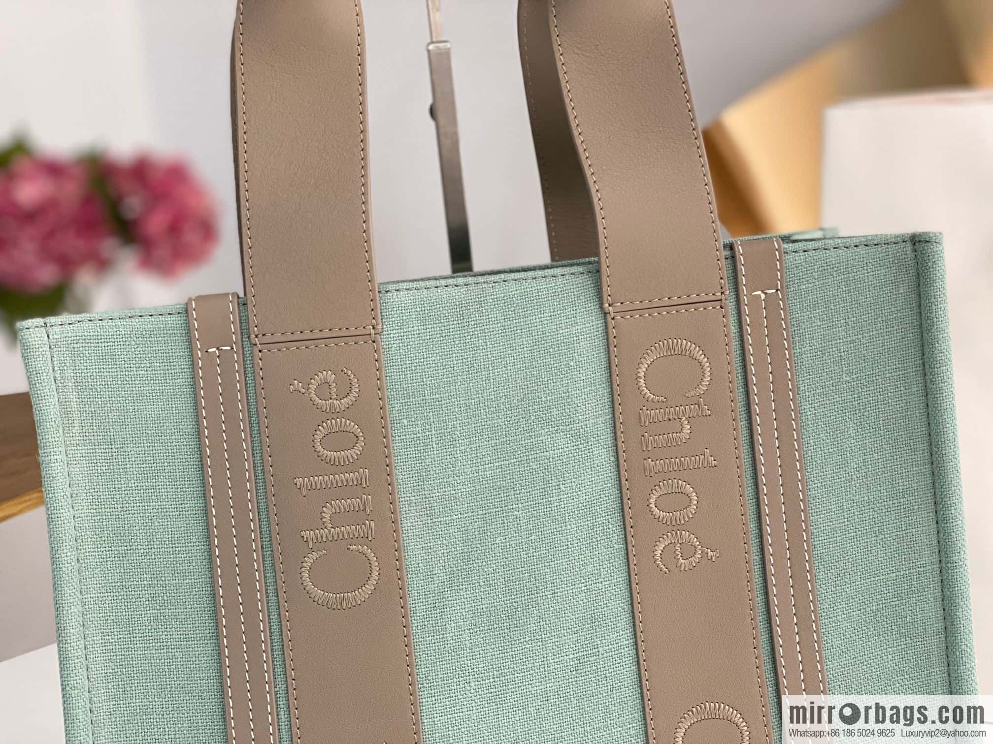 Chloe Woody Linen with Pitot Bag, Avocado Green with Grey Medium 37CM