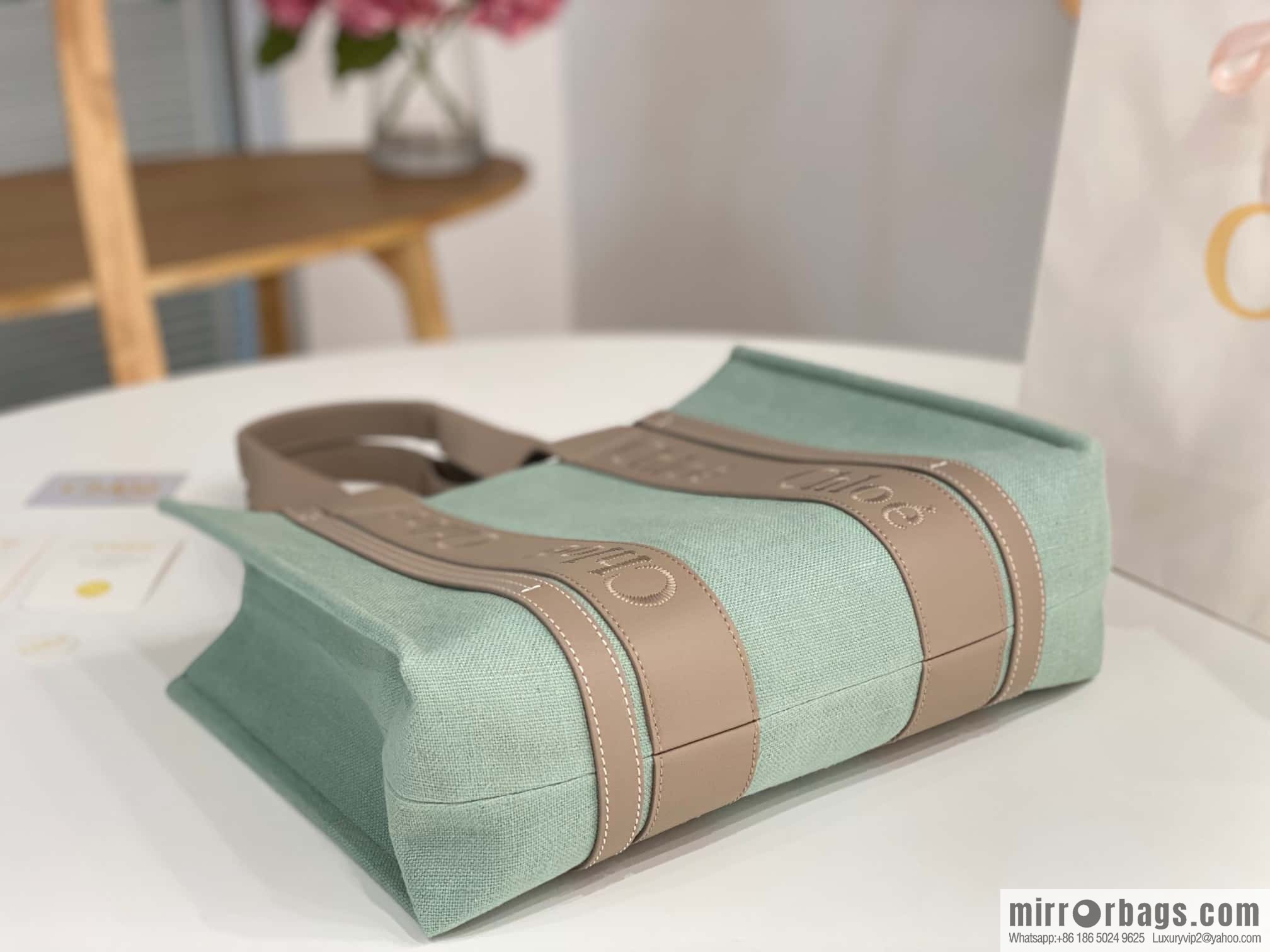 Chloe Woody Linen with Pitot Bag, Avocado Green with Grey Medium 37CM
