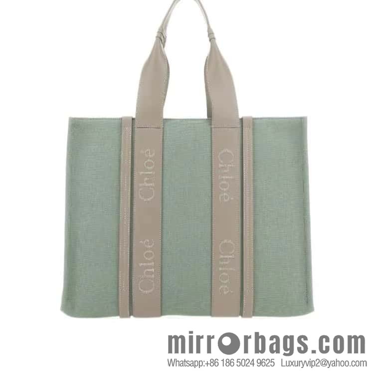 Chloe Woody Linen with Pitot Bag, Avocado Green with Grey Large 45CM