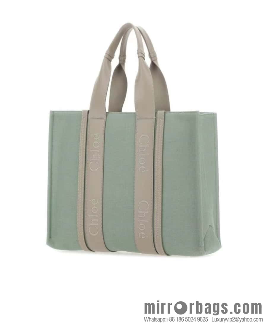 Chloe Woody Linen with Pitot Bag, Avocado Green with Grey Large 45CM