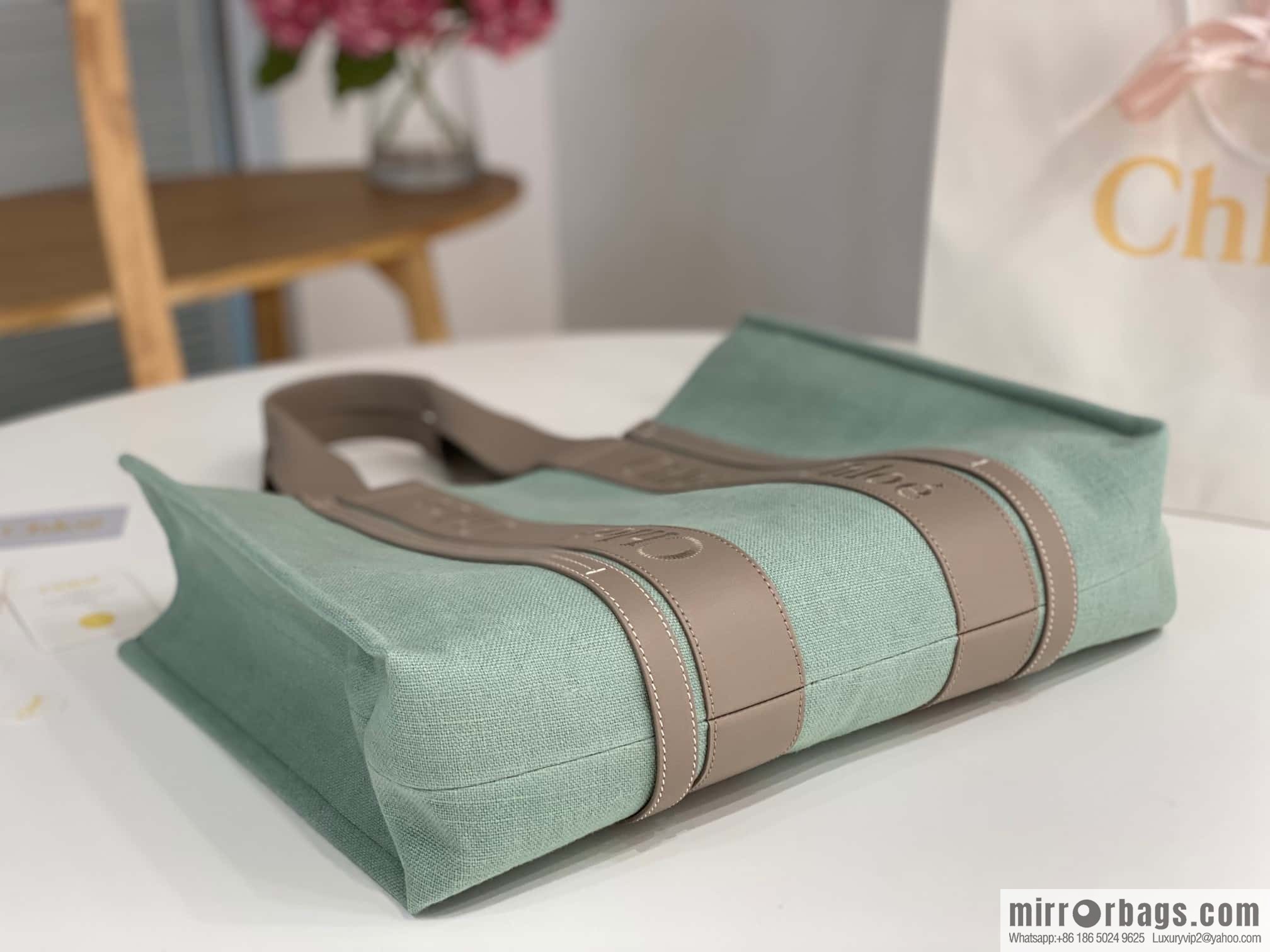 Chloe Woody Linen with Pitot Bag, Avocado Green with Grey Large 45CM