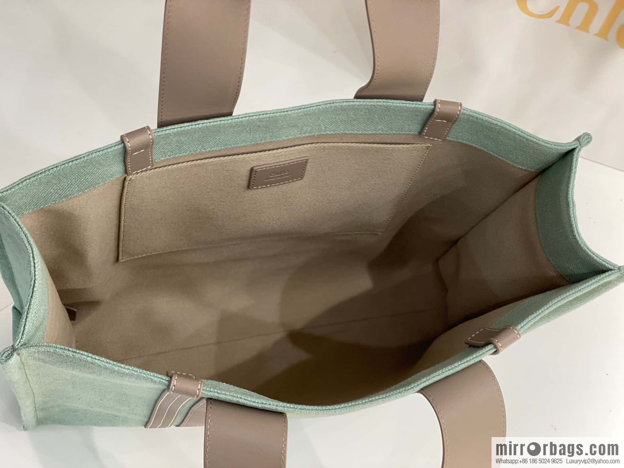 Chloe Woody Linen with Pitot Bag, Avocado Green with Grey Large 45CM