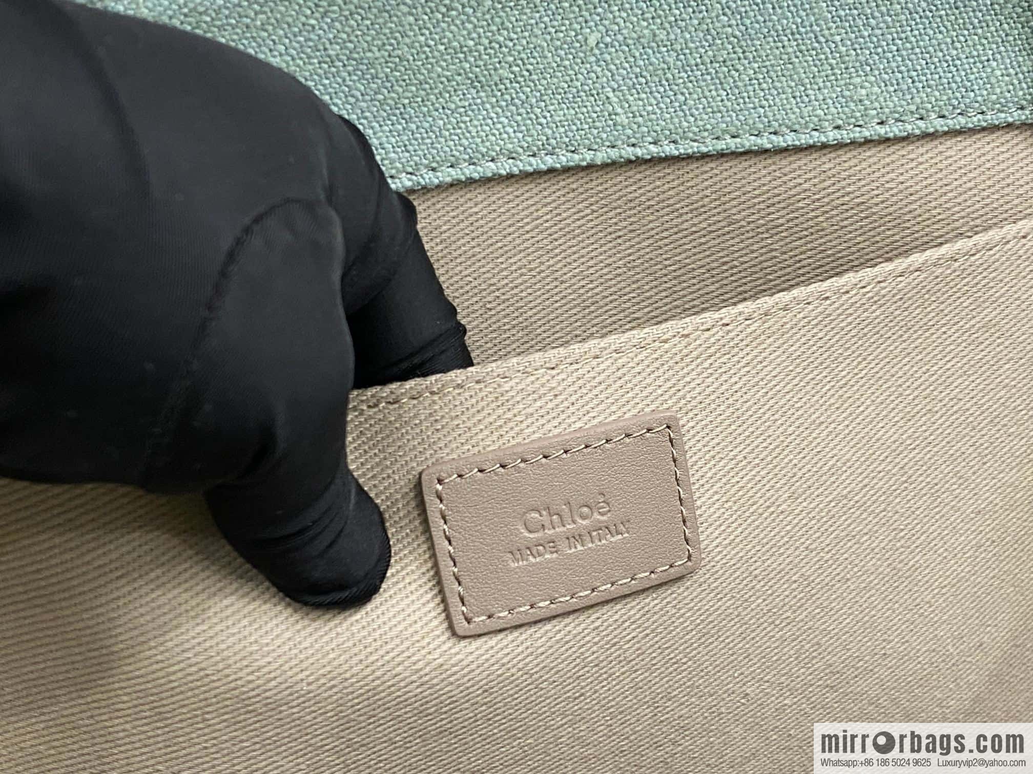 Chloe Woody Linen with Pitot Bag, Avocado Green with Grey Large 45CM