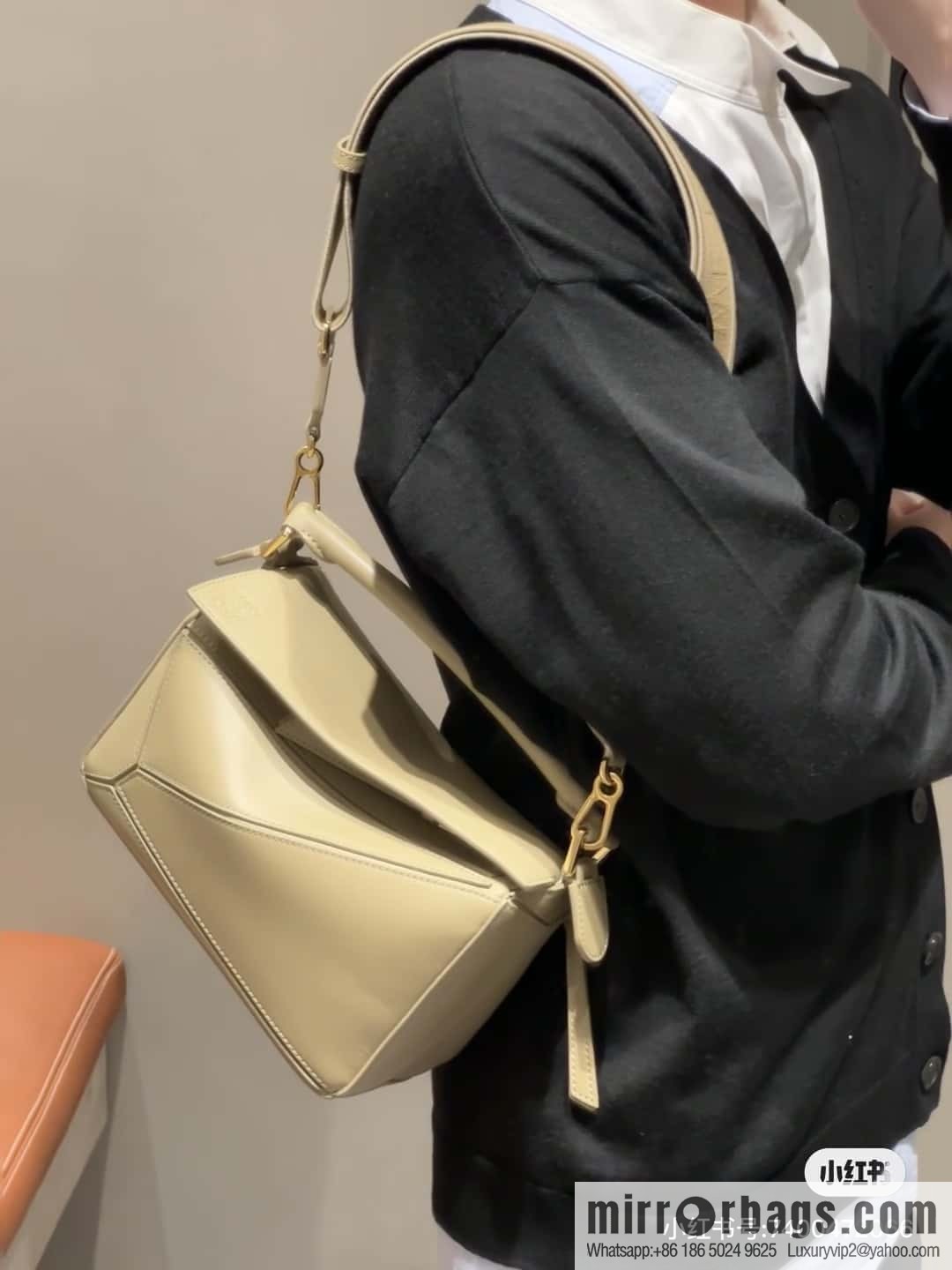 LOEWE satin leather ➕ Anagram embroidery shoulder strap puzzle geometric pack 0189 clay green