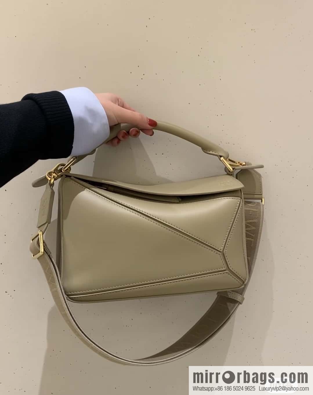 LOEWE satin leather ➕ Anagram embroidery shoulder strap puzzle geometric pack 0189 clay green