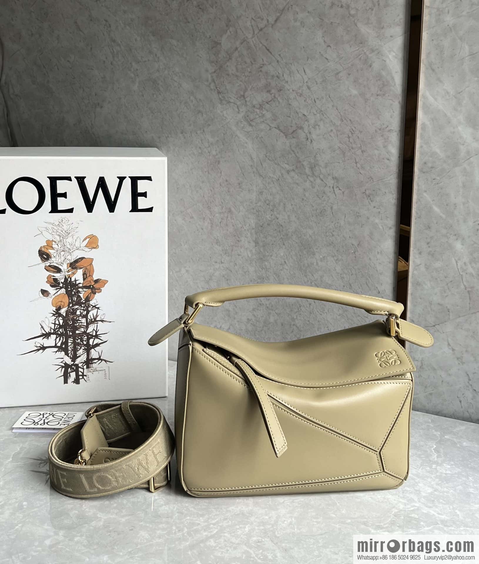 LOEWE satin leather ➕ Anagram embroidery shoulder strap puzzle geometric pack 0189 clay green