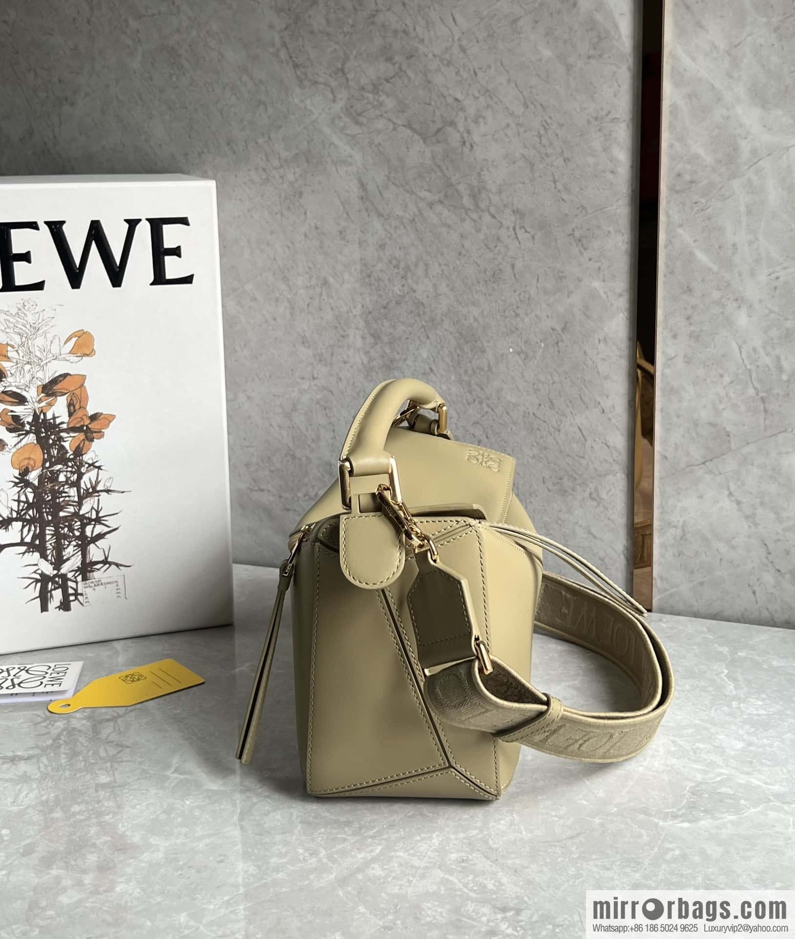 LOEWE satin leather ➕ Anagram embroidery shoulder strap puzzle geometric pack 0189 clay green