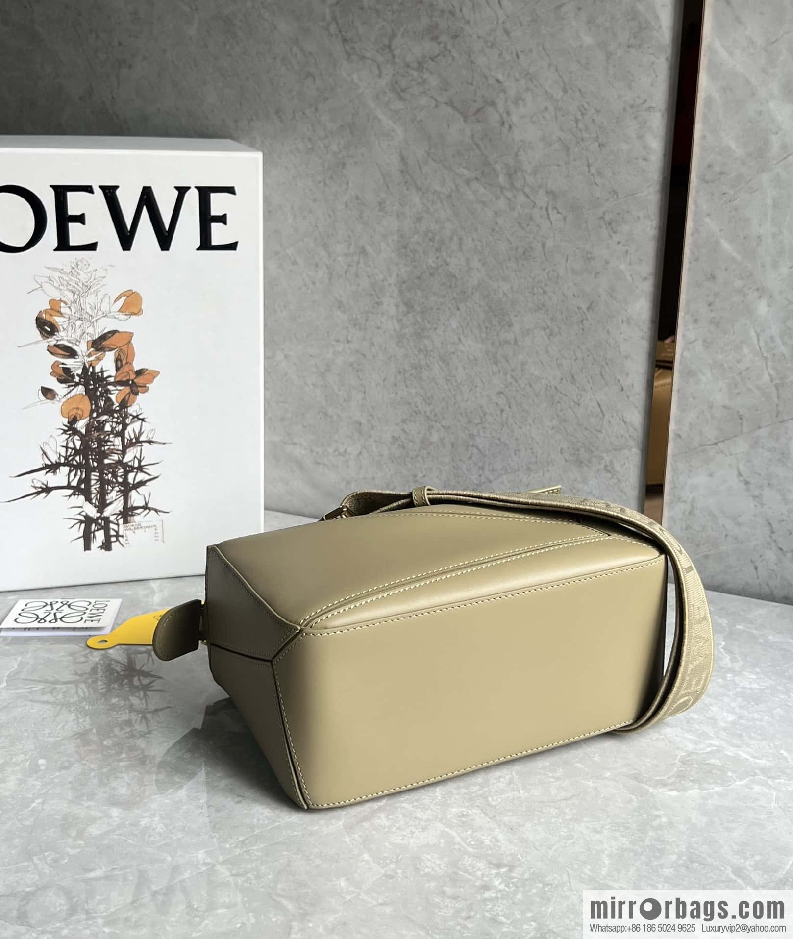 LOEWE satin leather ➕ Anagram embroidery shoulder strap puzzle geometric pack 0189 clay green