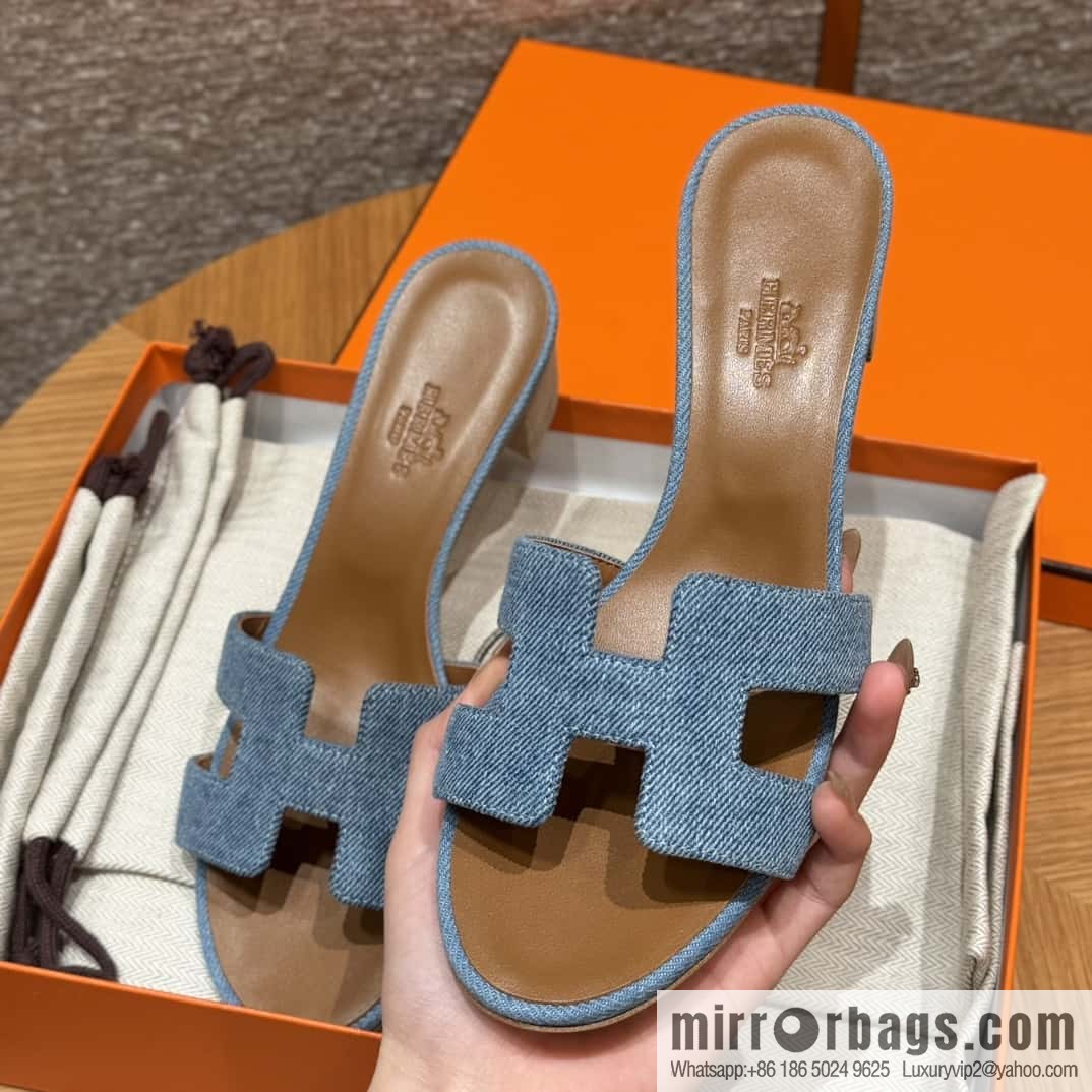 Hermès limited edition denim high heels