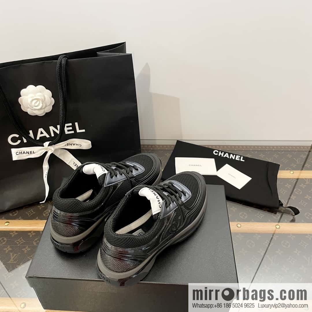 CHANEL Black Horn King breathable thick-soled heightening sneakers