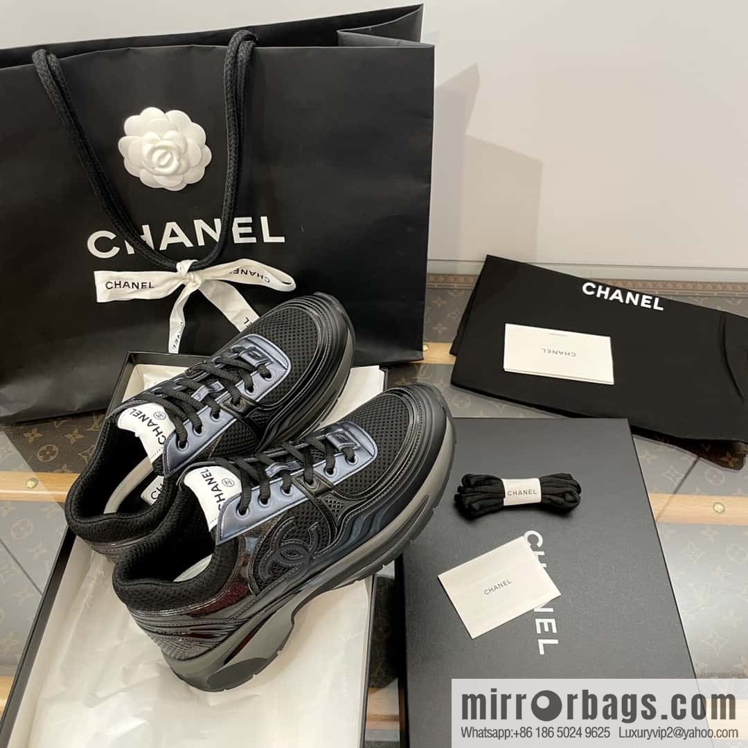 CHANEL Black Horn King breathable thick-soled heightening sneakers