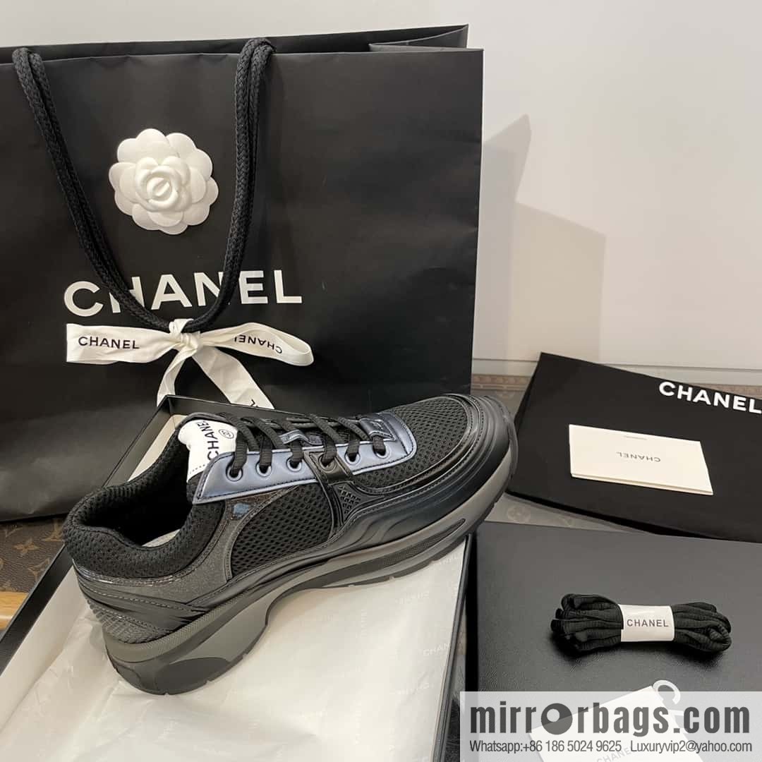 CHANEL Black Horn King breathable thick-soled heightening sneakers