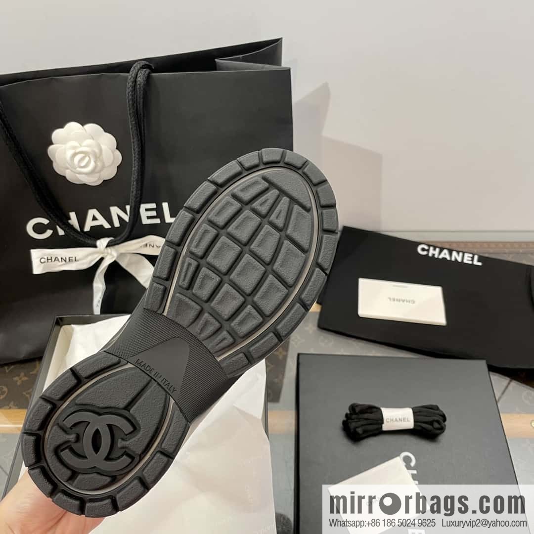 CHANEL Black Horn King breathable thick-soled heightening sneakers
