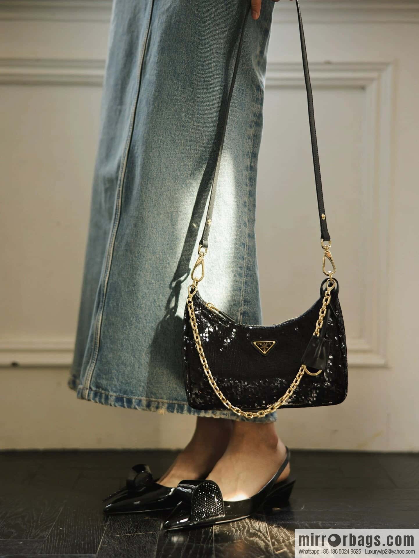PRADA 🎉 Sequins Hobo 🎉 1 BC 204 Hand Carry/Underarm Bag/Crossbody Bag