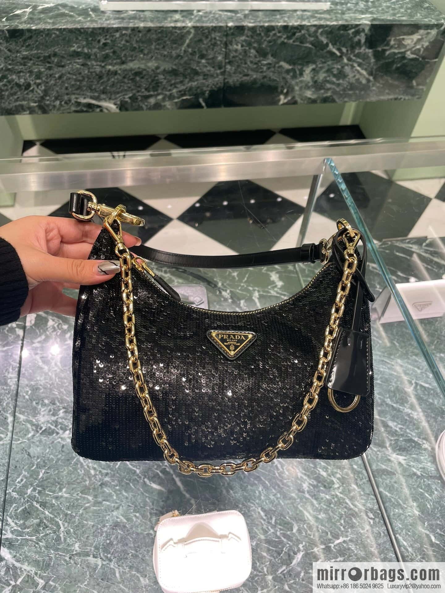 PRADA 🎉 Sequins Hobo 🎉 1 BC 204 Hand Carry/Underarm Bag/Crossbody Bag