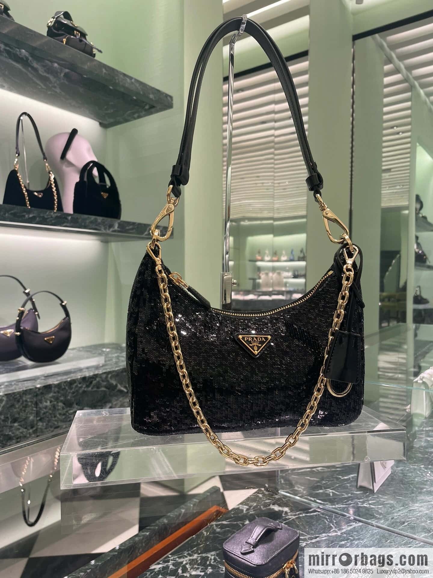 PRADA 🎉 Sequins Hobo 🎉 1 BC 204 Hand Carry/Underarm Bag/Crossbody Bag