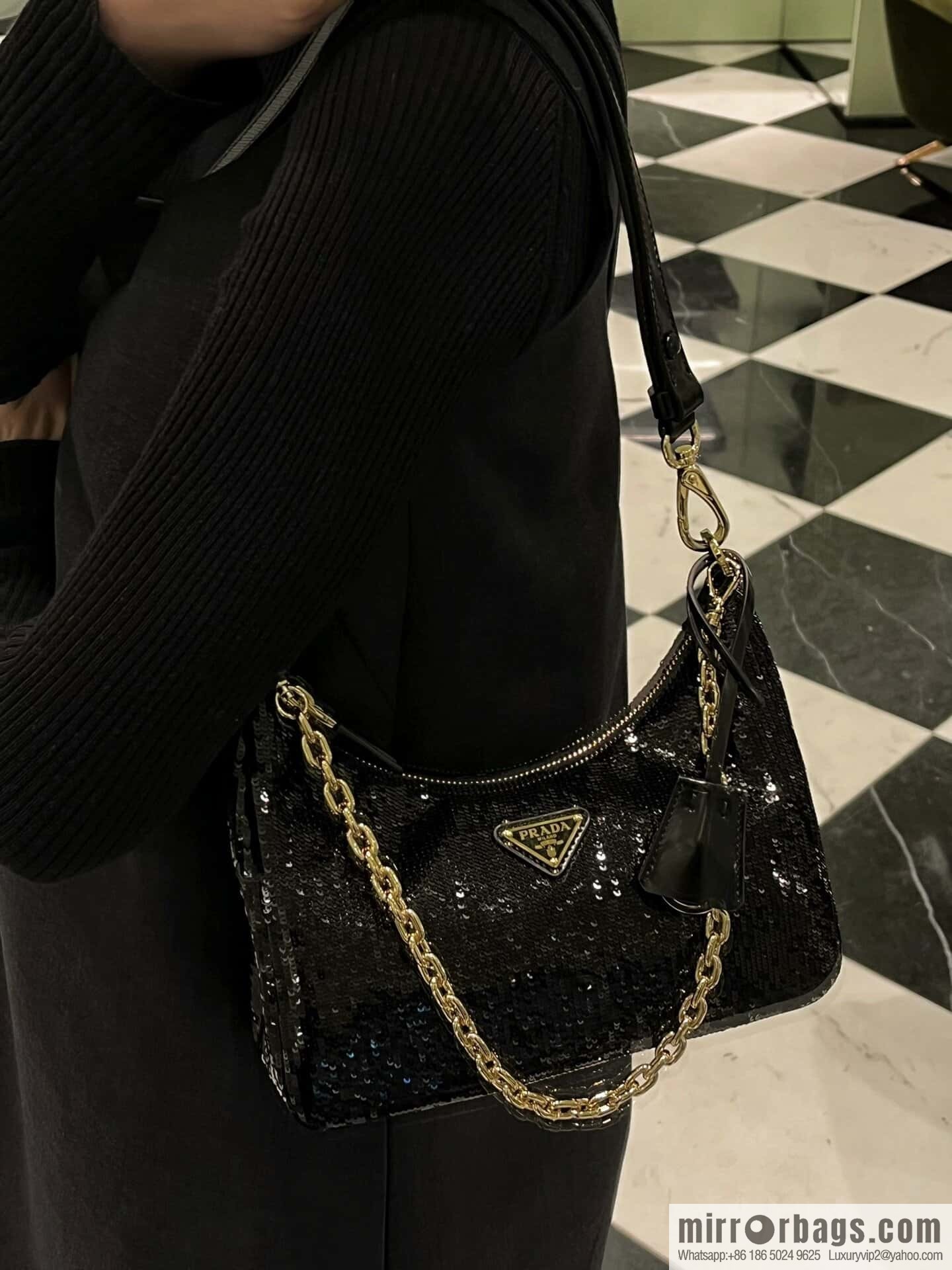 PRADA 🎉 Sequins Hobo 🎉 1 BC 204 Hand Carry/Underarm Bag/Crossbody Bag