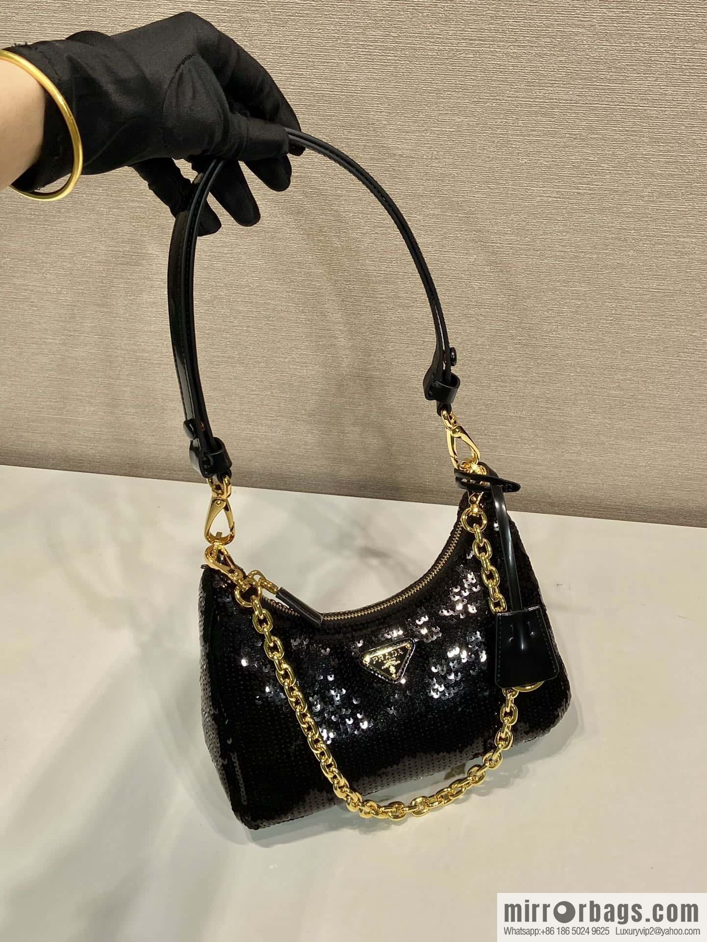 PRADA 🎉 Sequins Hobo 🎉 1 BC 204 Hand Carry/Underarm Bag/Crossbody Bag