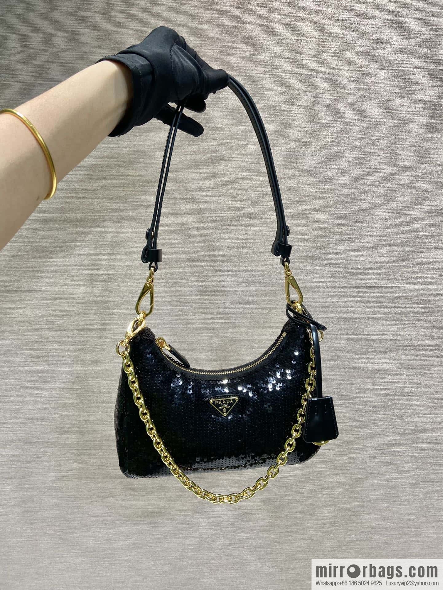 PRADA 🎉 Sequins Hobo 🎉 1 BC 204 Hand Carry/Underarm Bag/Crossbody Bag