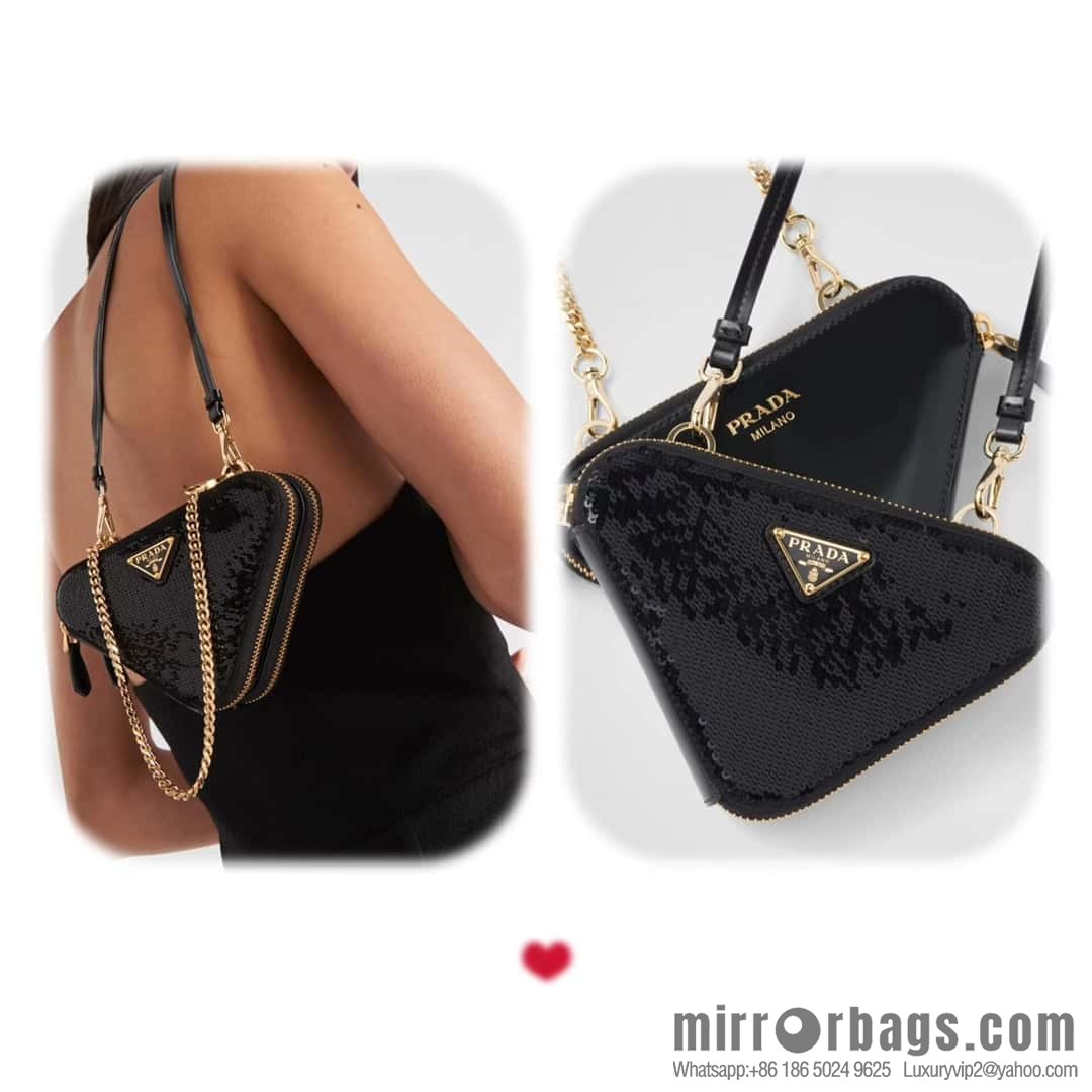 PRADA 🎉 Gemini Sequins Triangle Pack 🎉 1NR015 New 😘 Sequins
