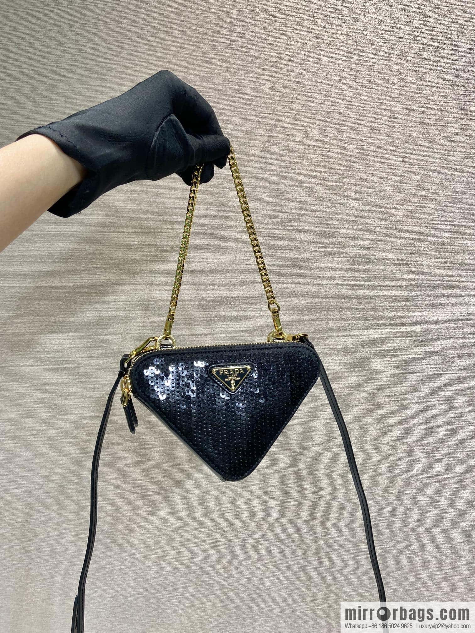 PRADA 🎉 Gemini Sequins Triangle Pack 🎉 1NR015 New 😘 Sequins