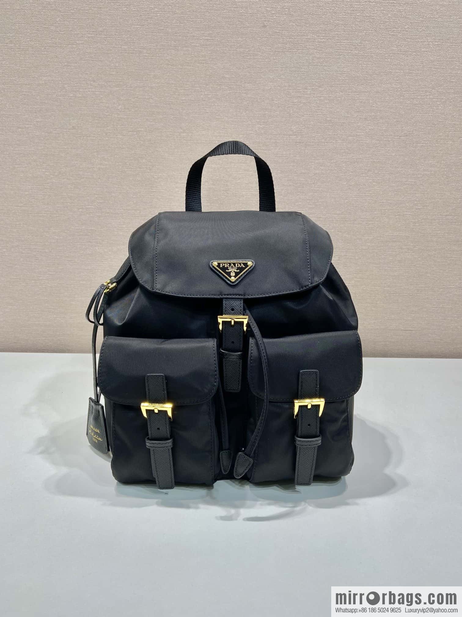 PRADA 🎉 gold buckle classic backpack 🎉 1BZ677 gold hardware