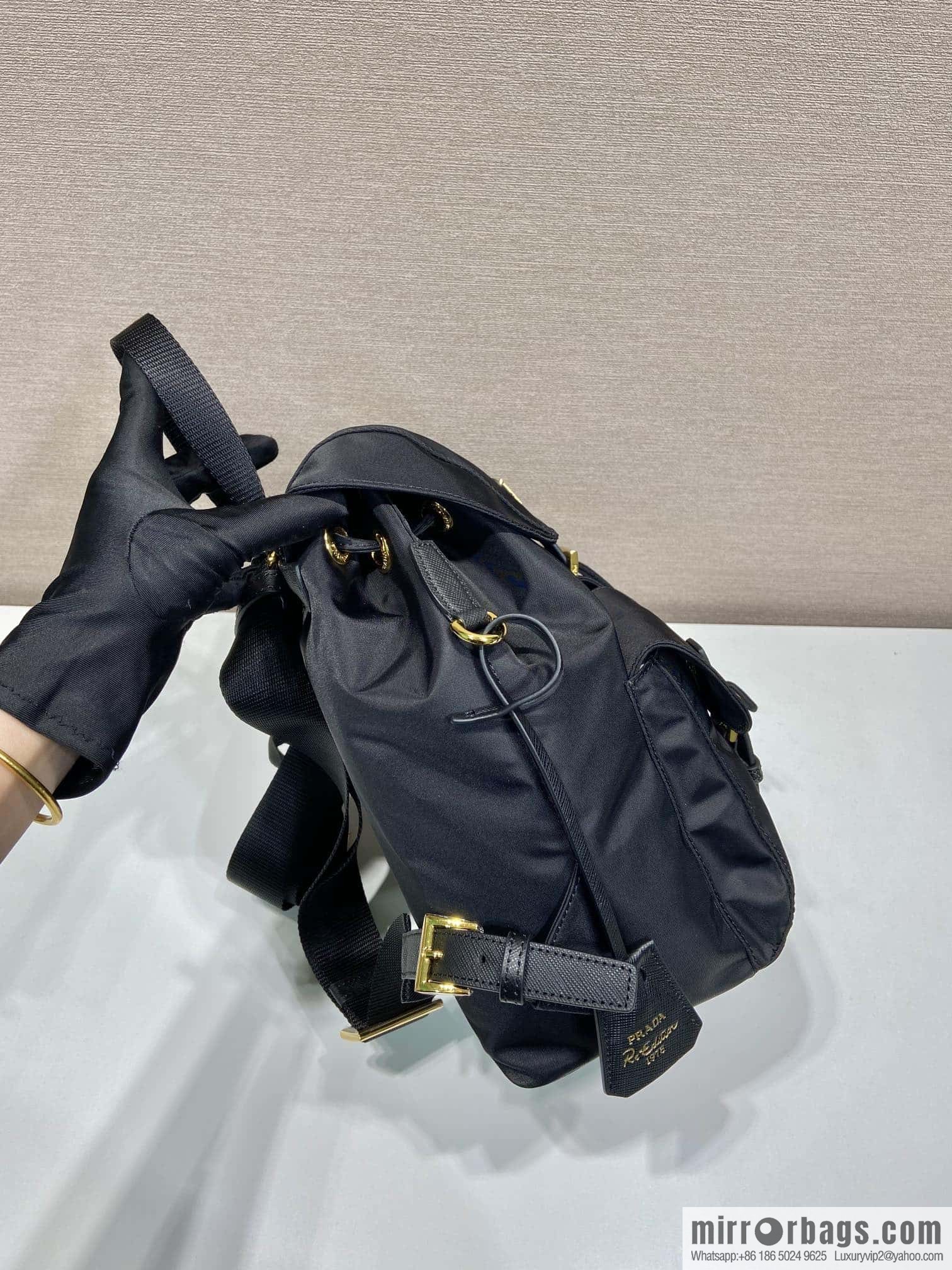 PRADA 🎉 gold buckle classic backpack 🎉 1BZ677 gold hardware