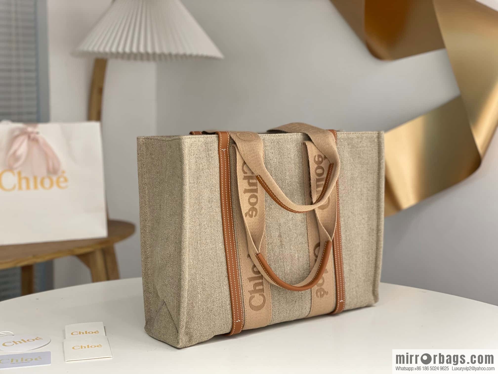 Chloe Woody Linen with Pitot Bag, Orange Large 45CM