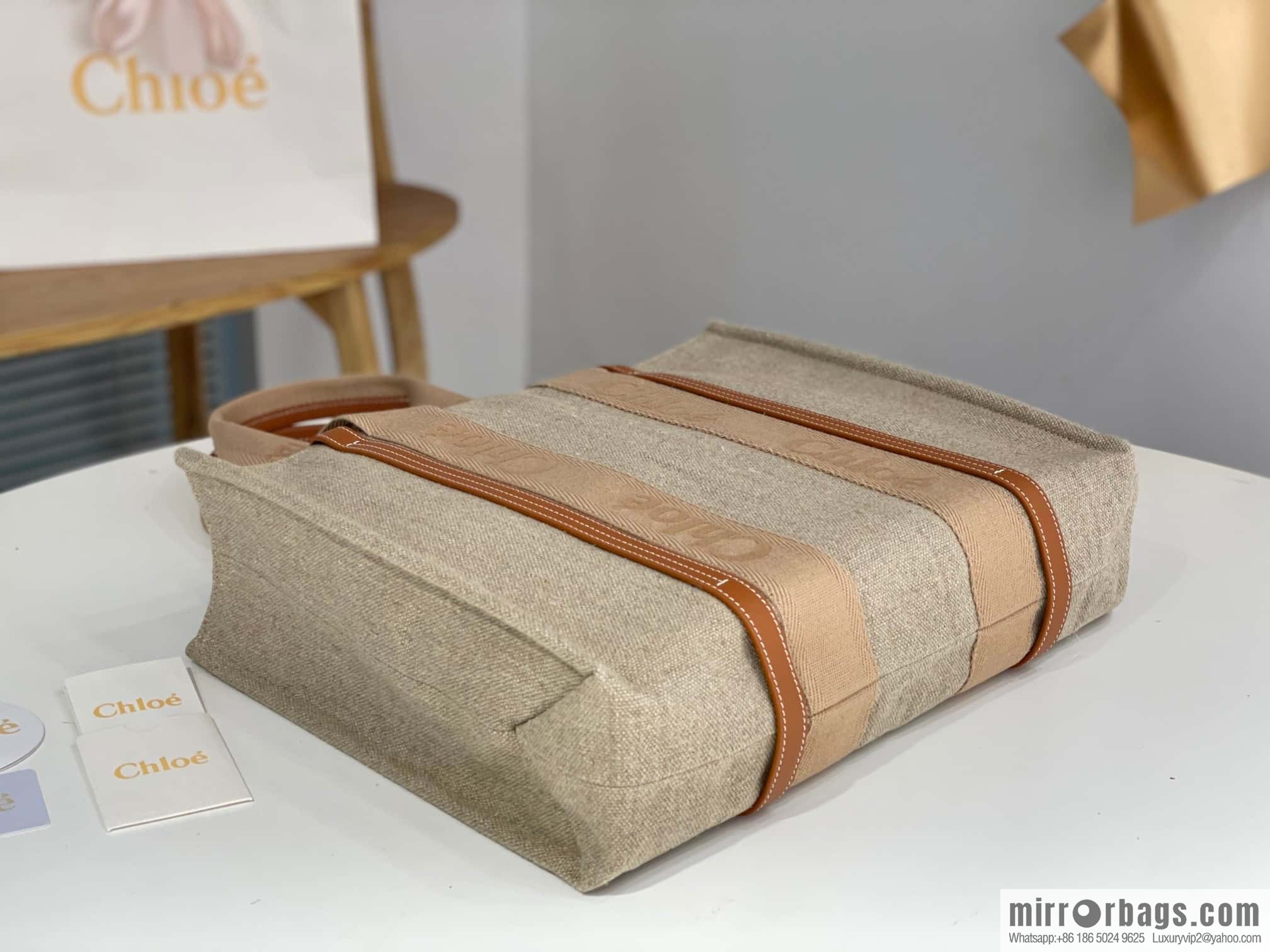 Chloe Woody Linen with Pitot Bag, Orange Large 45CM