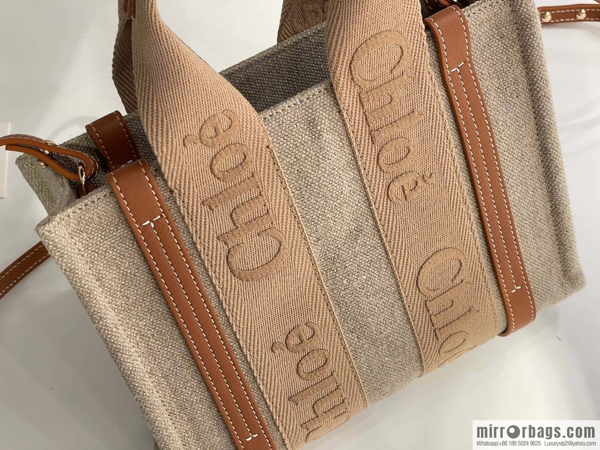 Chloe Woody Linen with Pitot Bag, Orange Small 26CM