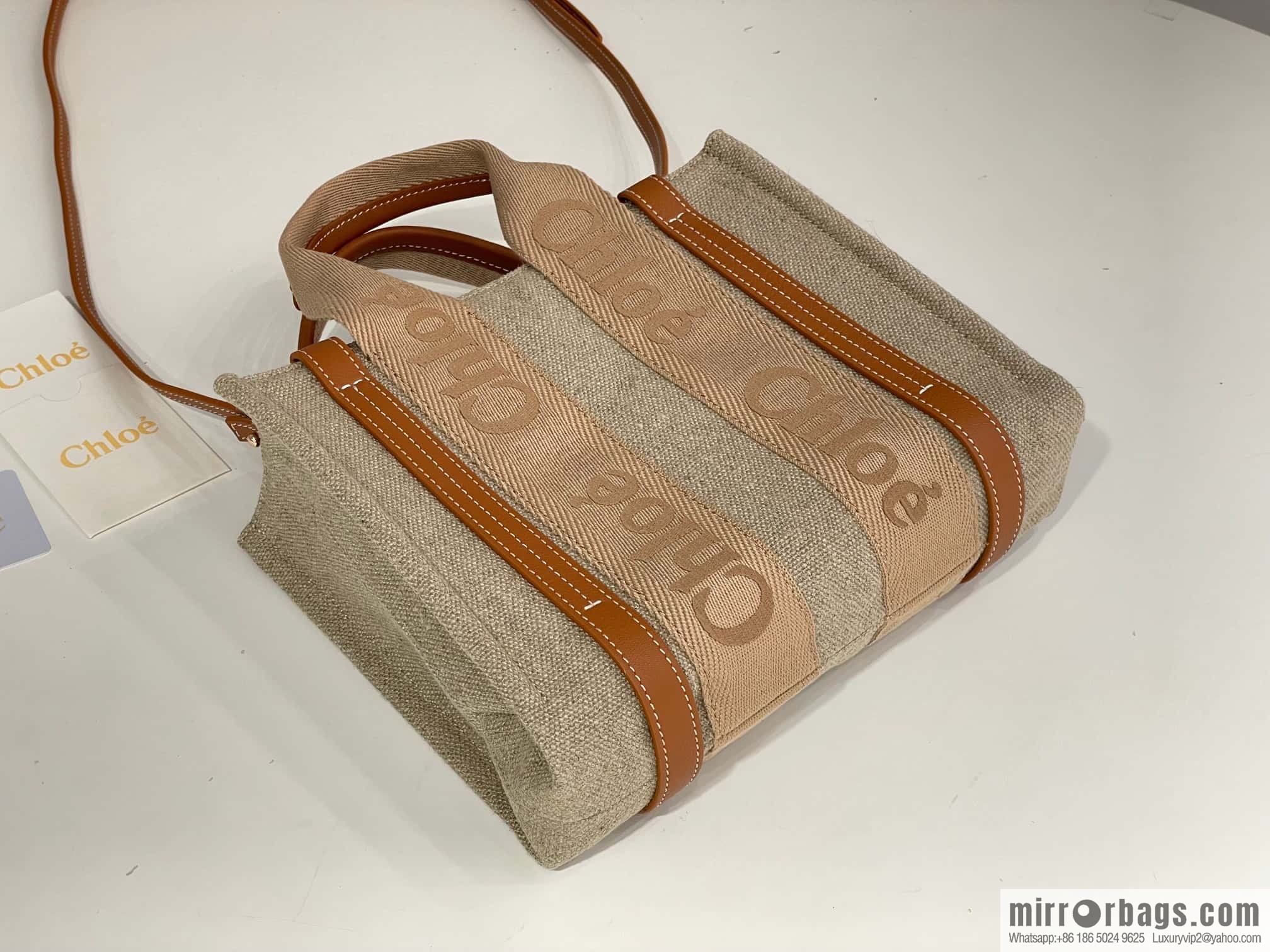 Chloe Woody Linen with Pitot Bag, Orange Small 26CM