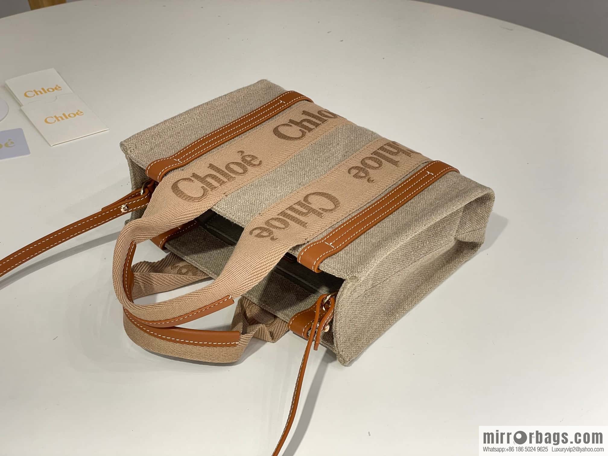 Chloe Woody Linen with Pitot Bag, Orange Small 26CM
