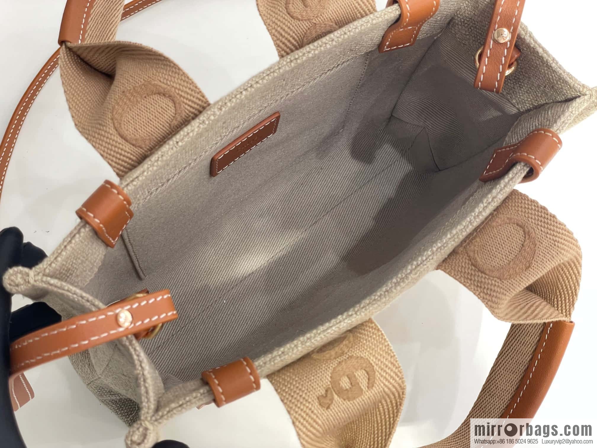 Chloe Woody Linen with Pitot Bag, Orange Small 26CM