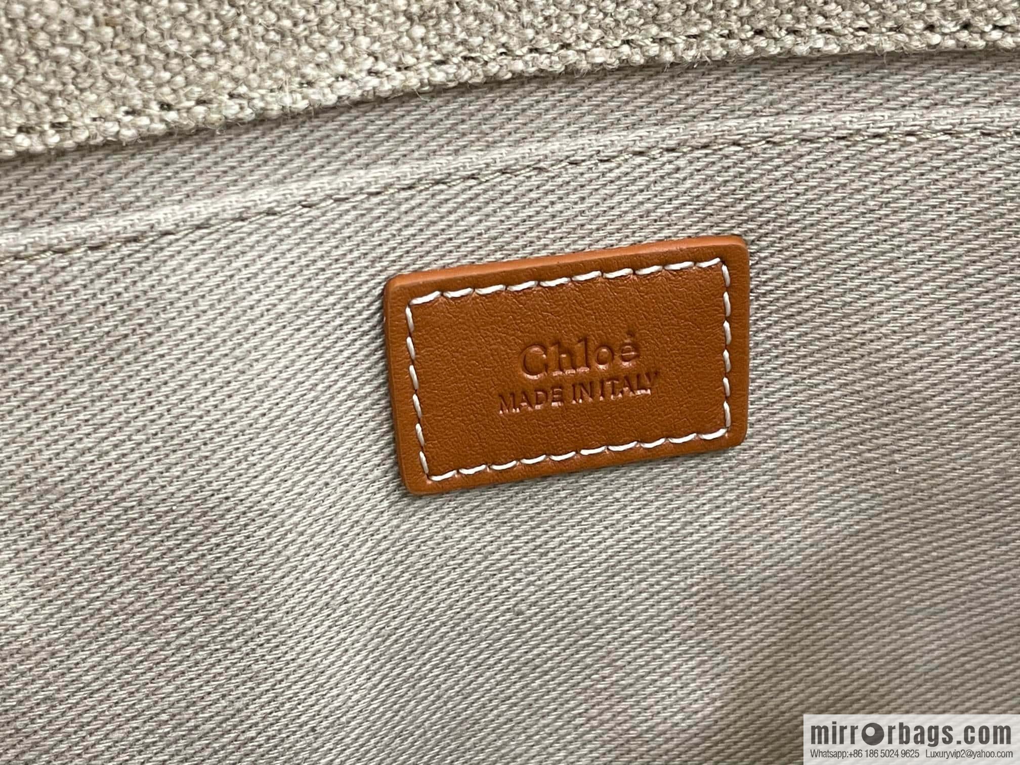 Chloe Woody Linen with Pitot Bag, Orange Small 26CM