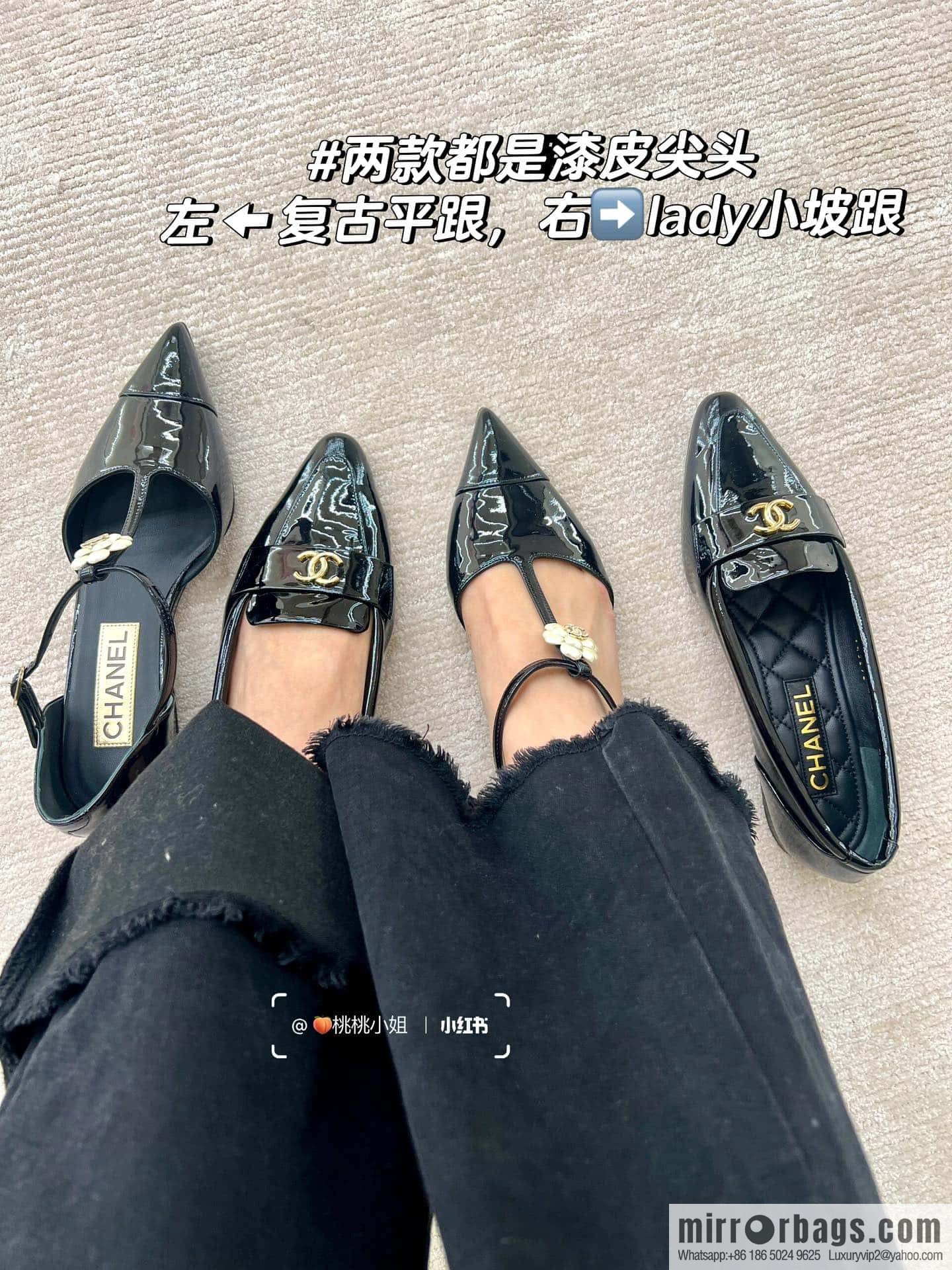 CHANEL Xiaoxiang Early Spring Camellia 🥰 Pointed Wedge Heel Single Shoes
