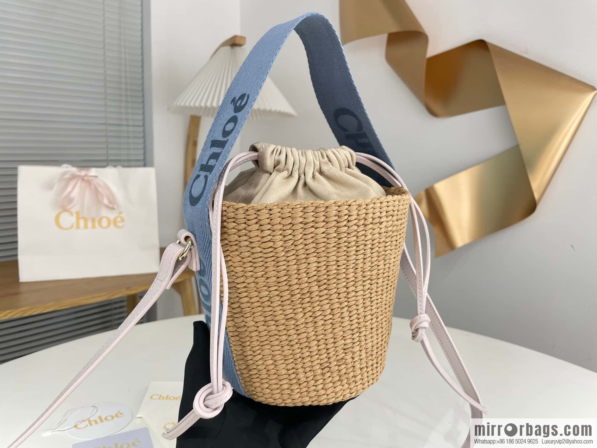 Chloe Woody Straw beach bag/bucket bag new color
