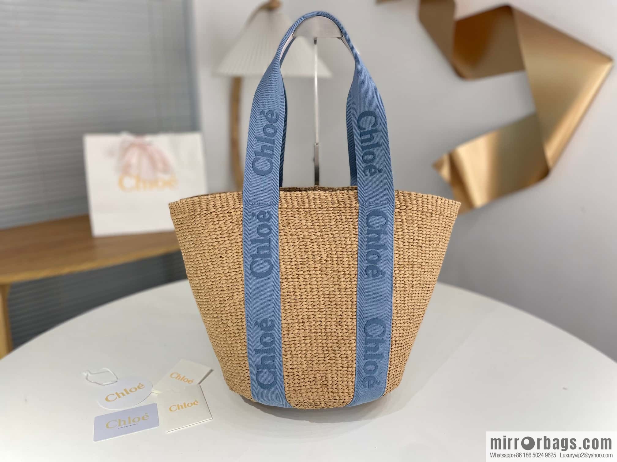 Chloe Woody Straw beach bag/bucket bag New color, large