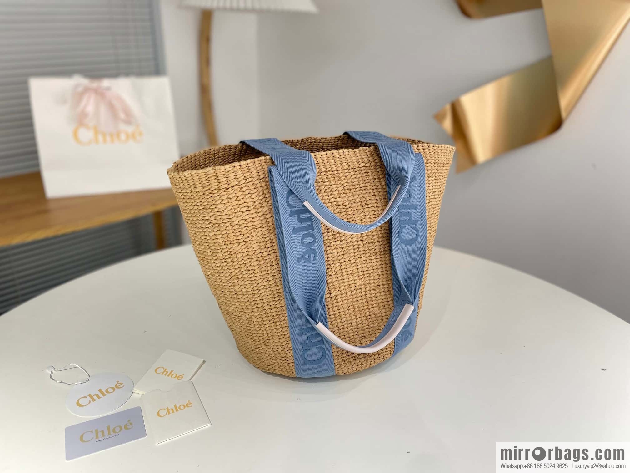 Chloe Woody Straw beach bag/bucket bag New color, large