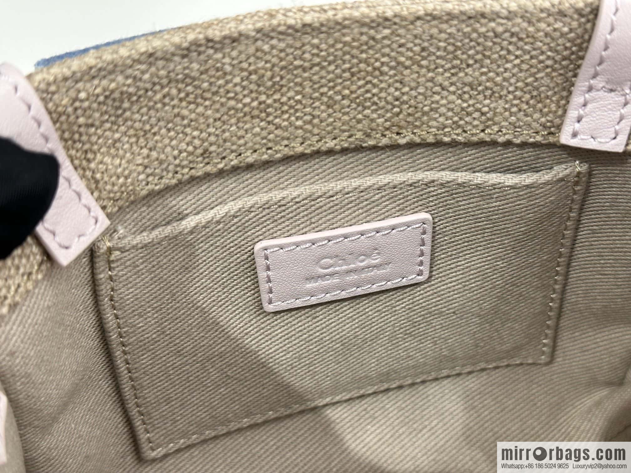 Chloe Woody Linen with Pitot Bag, Cream Powder/Blue Mini20CM