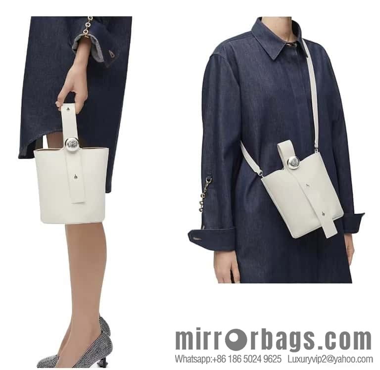 LOEWE latest 𝑷𝒆𝒃𝒃𝒍𝒆 bucket bag 0705 lychee pattern white