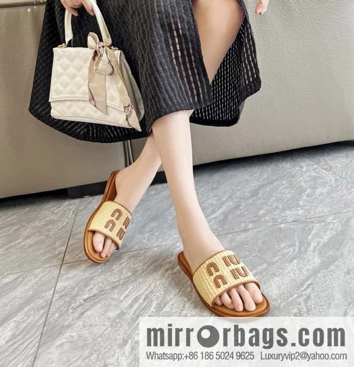 Miao Miao | | Spring and summer raffia woven alphabet slippers